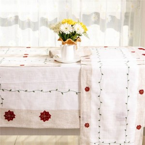 Venta caliente de lino mantel flor bordado cubierta de tabla del paño de fiesta cena de boda ali-65281760